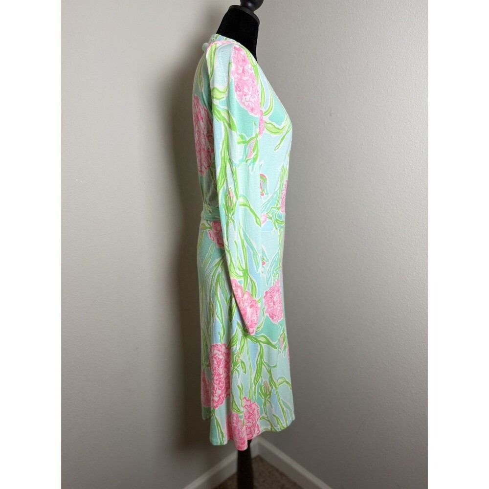 Lilly Pulitzer MERIDIAN WRAP DRESS IN POOLSIDE BLUE GOING STAG SIZE XS - Picture 7 of 10